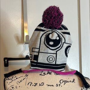 Black and White Star Wars Beanie with Pink Pom